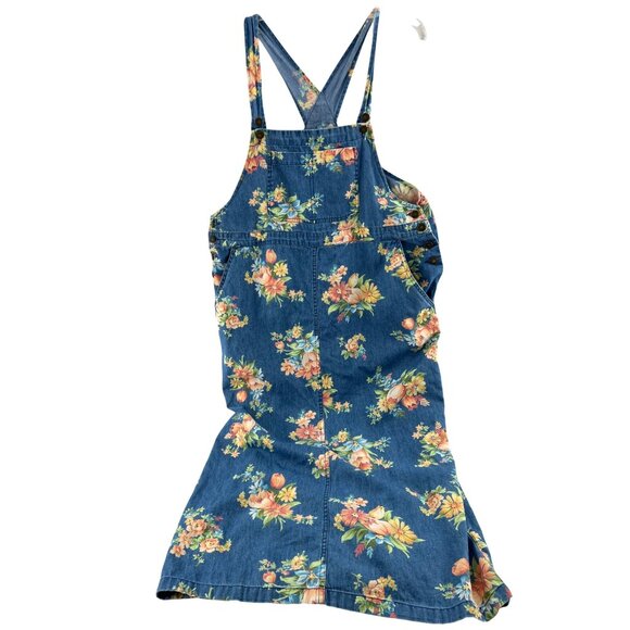 Liz Claiborne Villager Sport Floral Denim Overall Dress Large Vintage 90s - Picture 1 of 6